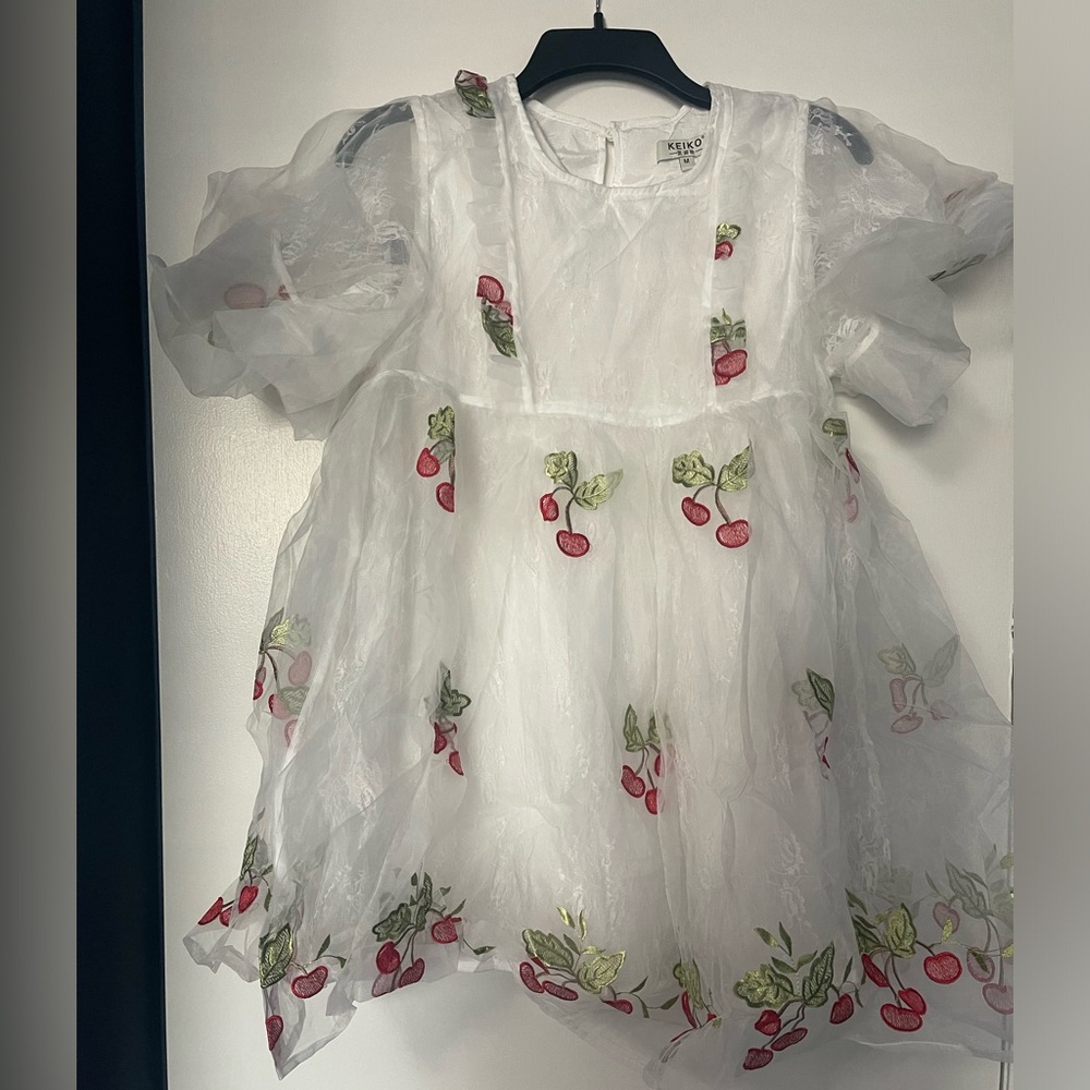 Sheer embroidered white mini babydoll dress